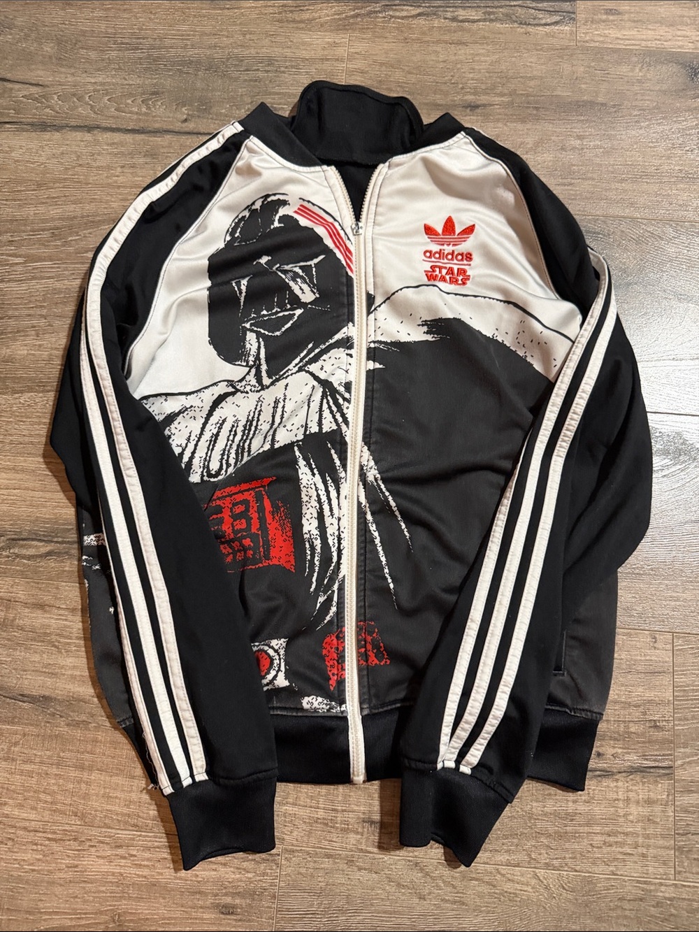 adidas Originals Black, White & Red Star Wars Graphic Track Jacket